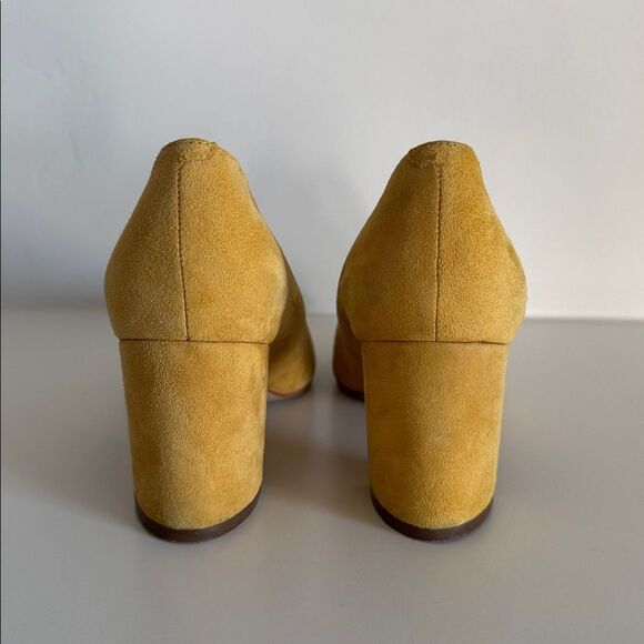 Marc Fisher CAITLIN Yellow Leather Suede Block Heel Pumps Pointed Toe Size 6.5M - Picture 3 of 12